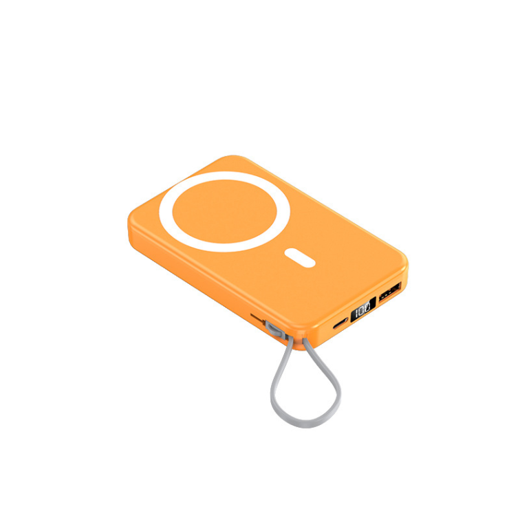 Portátil Banco De Energía Portátil Magsafe Relámpago De Manzana USB Tipo C El Plastico Atracción Magnética Naranja_3