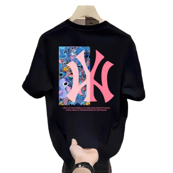 Men's Casual Letter Print Crew Neck Men's T-shirts Graphic Mens Shirts Street Outdoor The Party Pure Cotton Black
