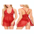 Women Lingerie Lace Babydoll Strap Chemise Halter Teddy V Neck Mesh Nightgown red