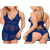 Women Lingerie Lace Babydoll Strap Chemise Halter Teddy V Neck Mesh Nightgown Blue