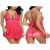 Women Lingerie Lace Babydoll Strap Chemise Halter Teddy V Neck Mesh Nightgown Pink