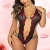 Women One Piece Lingerie Sexy Lace Bodysuit Deep V Teddy Babydoll Nightgown black & red